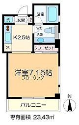 フォレストコア 1Kの間取図画像