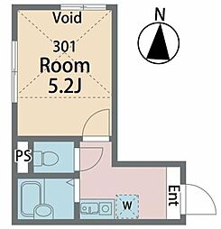 NICO 3階1Kの間取り