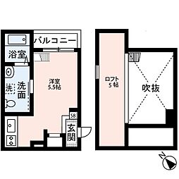 エテジア湊 1Kの間取図画像