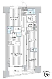 ザ・グランクラッセ日本橋イースト 9階3LDKの間取り