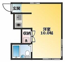 ハウスYZ 2階ワンルームの間取り