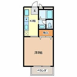 サンガーデン2 1Kの間取図画像