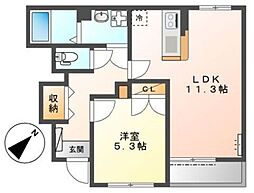 セントフィールド横濱泉 1LDKの間取図画像