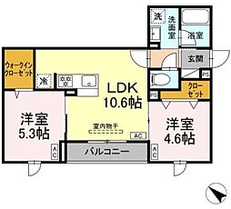 セレスティア江北II 2LDKの間取図画像