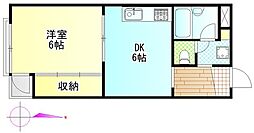 モンシャトー北新宿 3階1DKの間取り