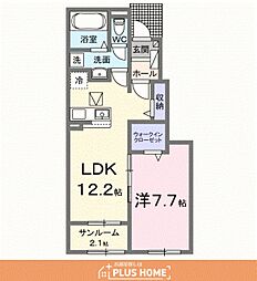 ジラソーレ西庄II 1LDKの間取図画像