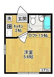 アゼリアガーデンズ生田 1Kの間取図画像
