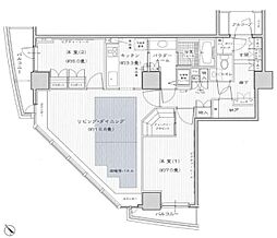 セントラルレジデンス新宿シティタワー 17階2LDKの間取り