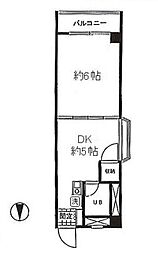京王線 幡ヶ谷駅 徒歩3分の賃貸マンション 4階1DKの間取り