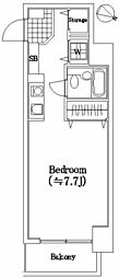 オーシャンハイツ 1Kの間取図画像