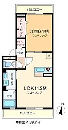 クヴァルチーラ奥戸 1LDKの間取図画像
