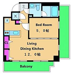 セカンド調布 3階1LDKの間取り
