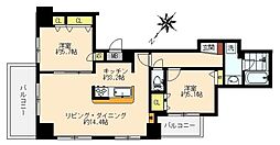 アクタス渡辺通パークシティ 2LDKの間取図画像