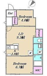 東村山市青葉町3丁目アパート 2LDKの間取図画像