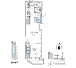 パークアクシス錦糸町ヴェール 1LDKの間取図画像