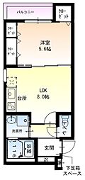 フジパレス豊中岡町ノース 1LDKの間取図画像