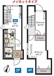 プラチナフォルム中目黒EAST 2DKの間取図画像