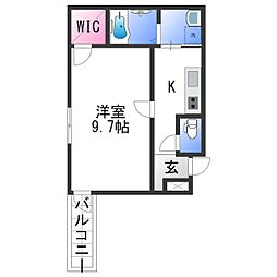 フジパレス木広町 1Kの間取図画像
