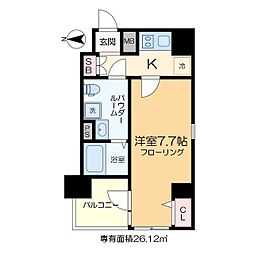 クレストタップ綾瀬 8階1Kの間取り