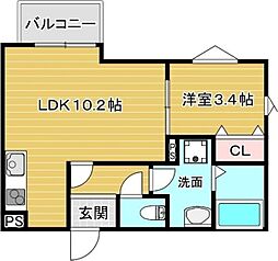 仮)La-Crea池田リーフィア 1LDKの間取図画像