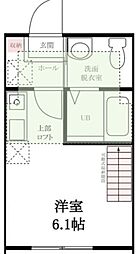 ハーミットクラブハウス鶴見寺谷C棟 1階ワンルームの間取り