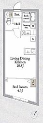 トリビュート西大井 1LDKの間取図画像