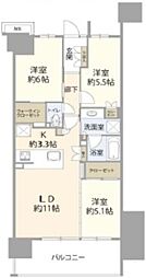 ルネ南砂町リバーフィール 12階3LDKの間取り