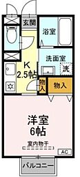 クレスト光が丘 1階1Kの間取り