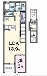 グリーン フィールド 1LDKの間取図画像