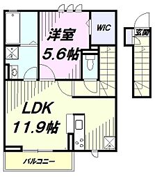 カーサ杜 1LDKの間取図画像