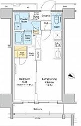 プラウドフラット両国サウス 1LDKの間取図画像