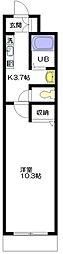 パークサイドスクウェア北新宿 1Kの間取図画像