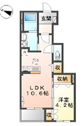 アジュール 1LDKの間取図画像
