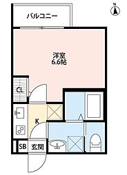 ベルつつじヶ丘 1Kの間取図画像
