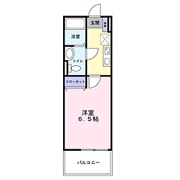 アノンテラス新石川 1Kの間取図画像