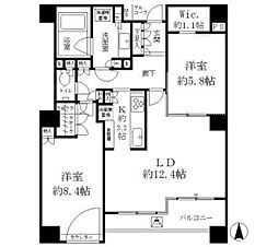 パークサイド・ウイングス 405 4階2LDKの間取り