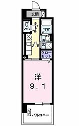 カーサ・ル・コットン 1Kの間取図画像