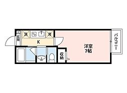 Villa中国分 1Kの間取図画像