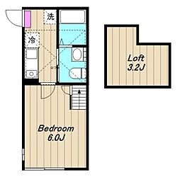 カーサ古淵 1階1Kの間取り