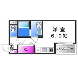 ハーモニーテラス巽北4 ワンルームの間取図画像