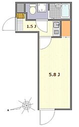 サザンロード五反野2 1Kの間取図画像