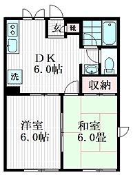 フジハイツB 2DKの間取図画像