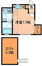 コシェット目黒 ワンルームの間取図画像