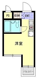 トップ不動前 4階ワンルームの間取り