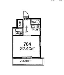 エスパシオ 7階1Kの間取り