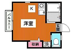 石川ハウス ワンルームの間取図画像