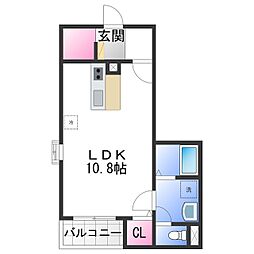 Fstyle狭山・池尻中2号館 ワンルームの間取図画像