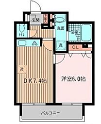 ラポール三田 1DKの間取図画像