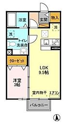 ノーベルパーク15 1階1LDKの間取り