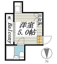 フラット中野 3階ワンルームの間取り